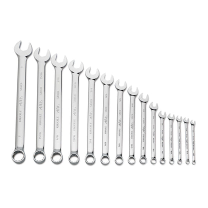 15-PC. SAE Knuckle Saver Combination Wrench Set - 12-PT.