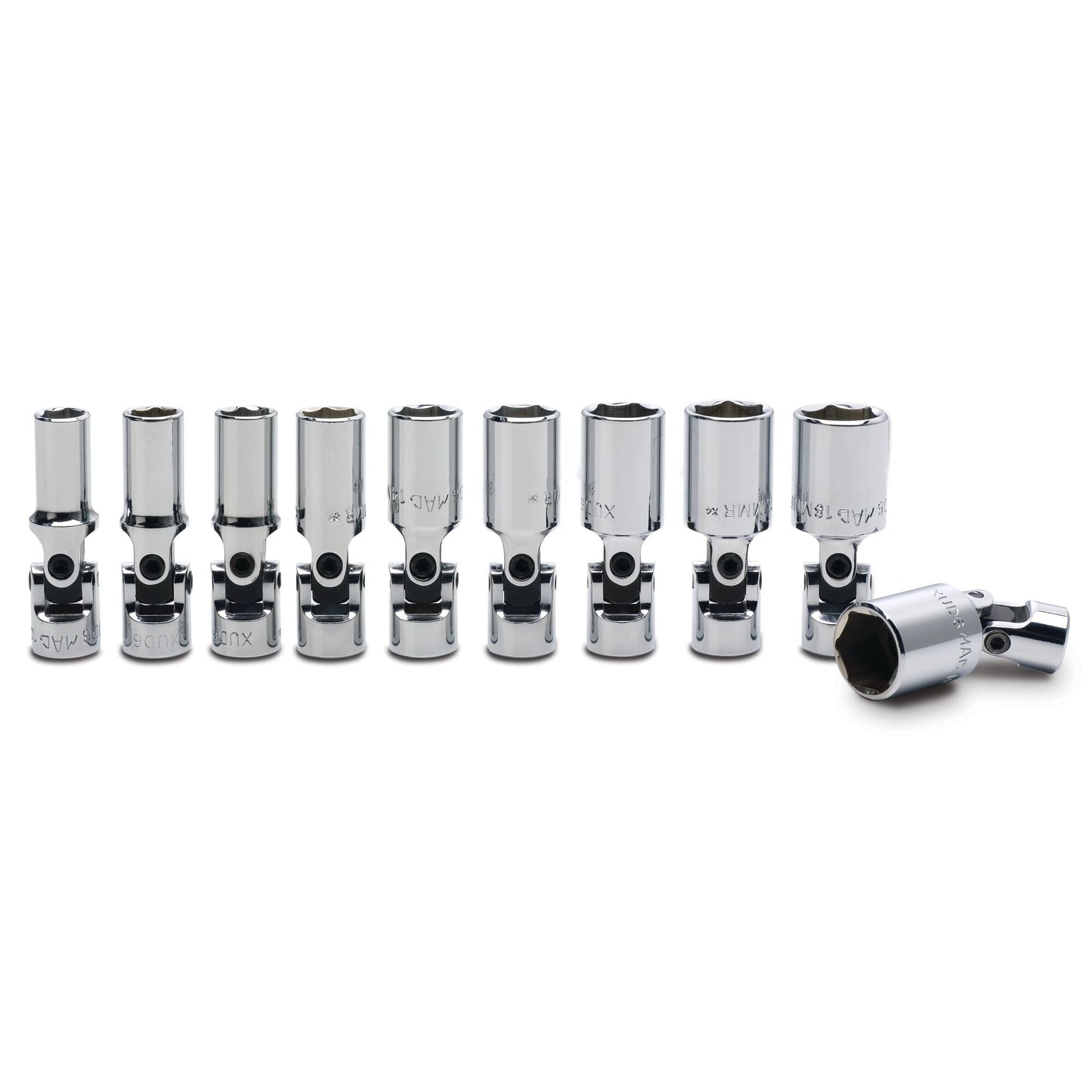 Socket Set, Deep Universal Metric in Metal Tray 3/8" Drive - 10-PC.