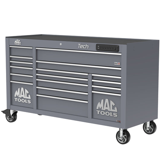 Tech™ Series 16-Drawer Workstation with PowerTech™ Drawer - Carbon Gray