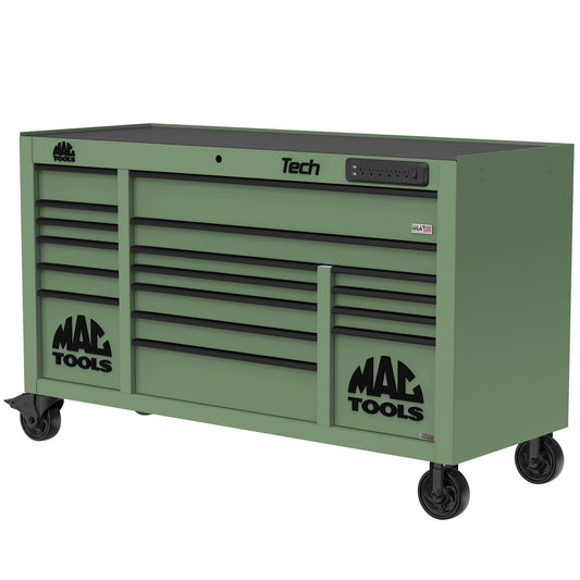 Tech™ Series 16-Drawer Workstation with PowerTech™ Drawer - Olive Green
