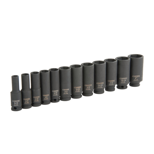 12-PC. 3/8" Drive SAE Deep Impact Socket Set - 6-PT.