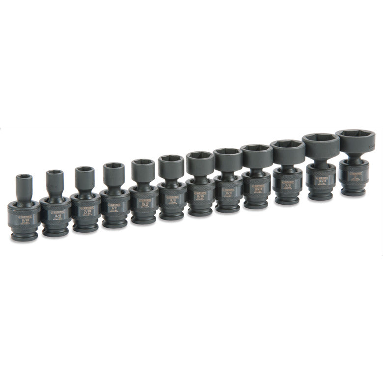 12-PC. 3/8" Drive SAE Universal Impact Socket Set - 6-PT.