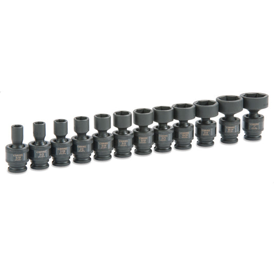 12-PC. 3/8" Drive SAE Universal Impact Socket Set - 6-PT.