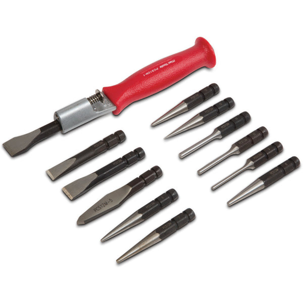 12-PC. Mini Interchangeable Bit Punch and Chisel Set - PCS12M