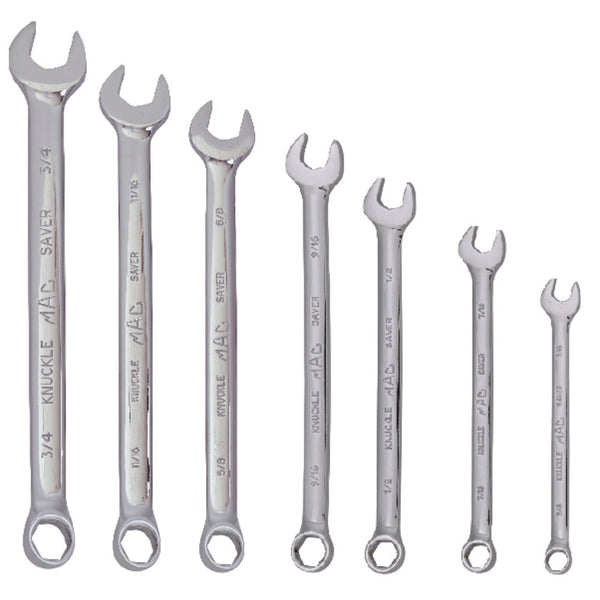 7-PC. SAE Knuckle Saver Combination Wrench Set - 6-PT. - SCB76PTKS
